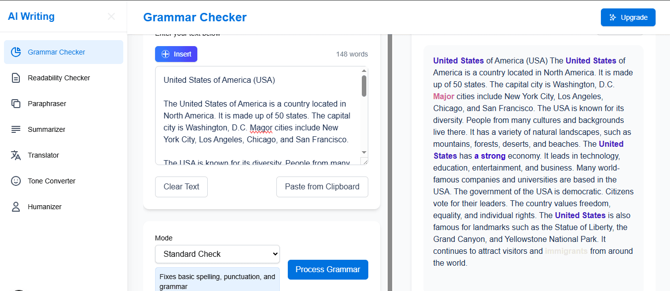 Grammar Checker Interface